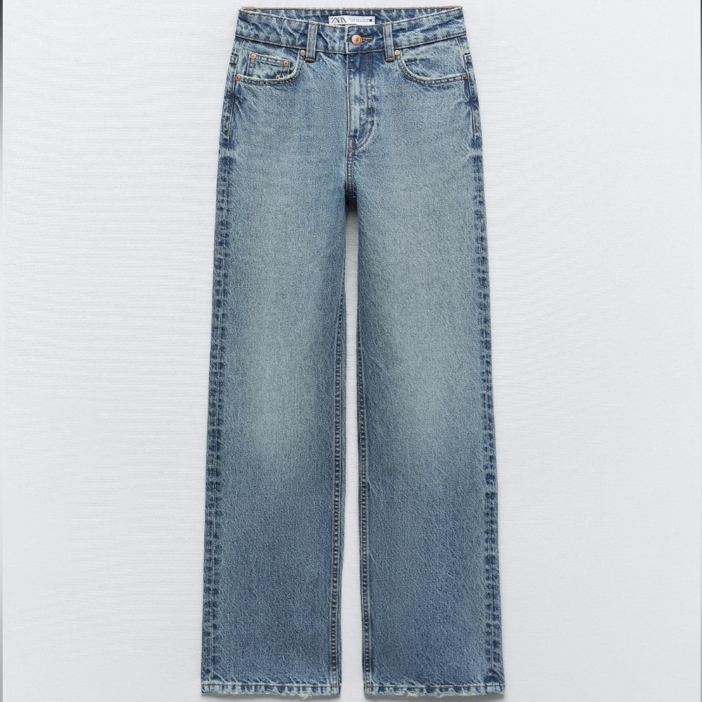 Zara Light Blue Straight Leg Jeans